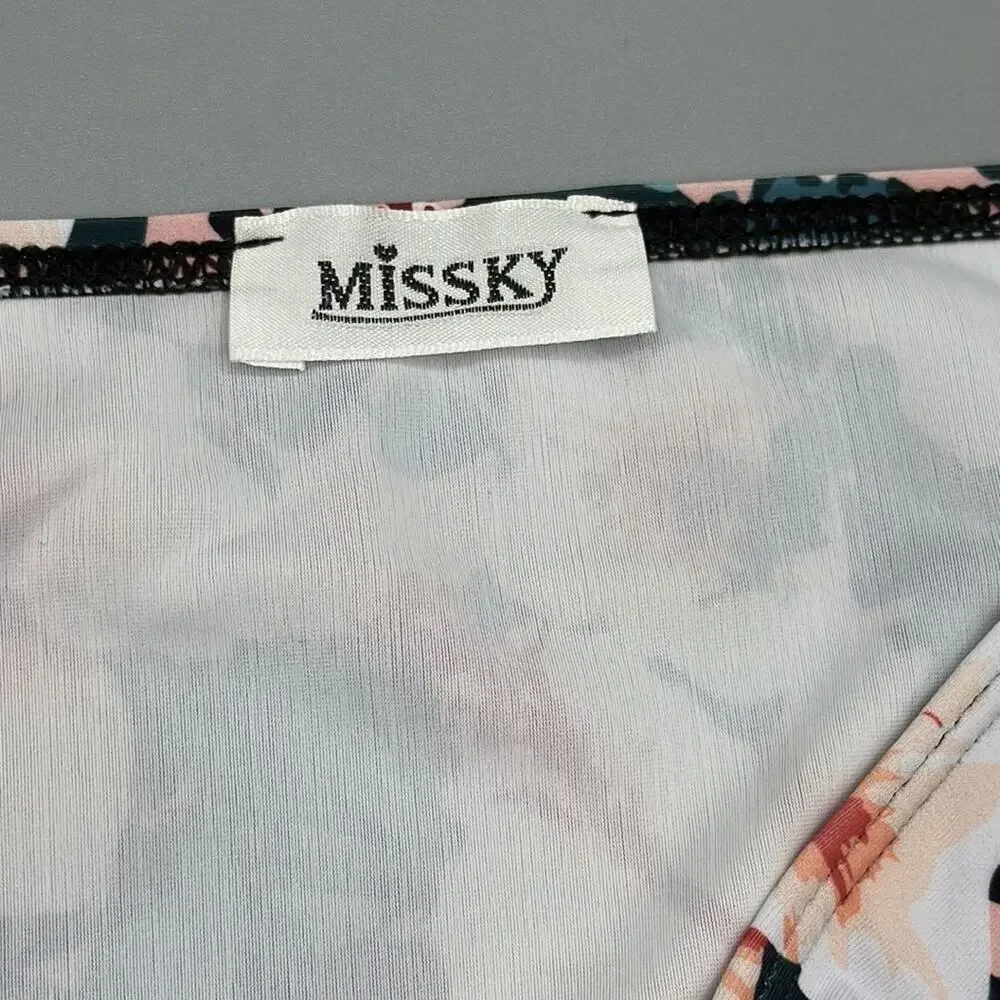 MISSKY Women's Floral Multi-Color High Waist Bikini Bottoms Size Medium NWOT
